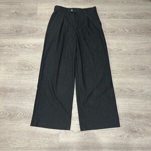Muji Black and White Pinstripe Wide Leg Trousers